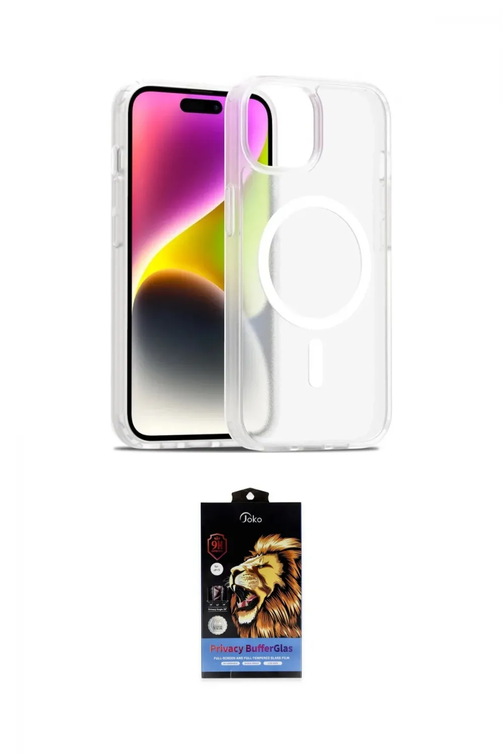 ieg™ iPhone 14 Kılıf Siluet Minimal Prime - Siyah Buffer Hayalet Cam Ekran Koruyucu