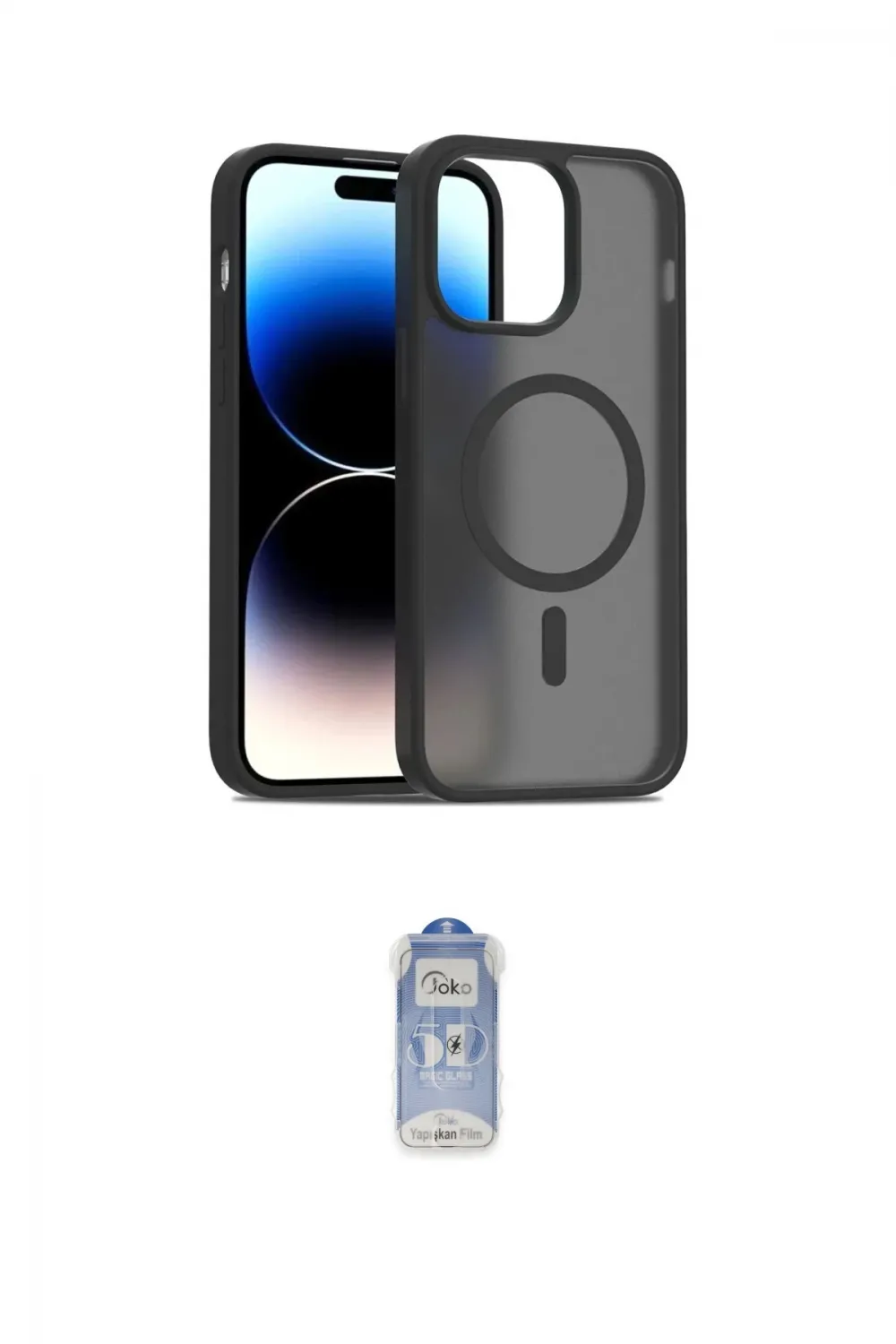 ieg™ iPhone 14 Kılıf Siluet Minimal Prime - Siyah Joko Magic 5D Cam