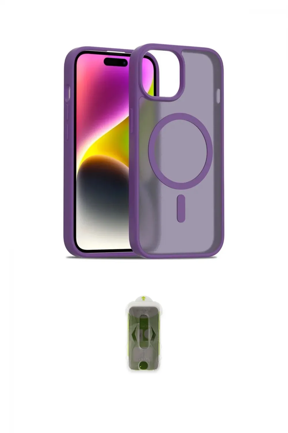 ieg™ iPhone 14 Kılıf Siluet Minimal Prime - Siyah Joko Magic 5D Hayalet Cam