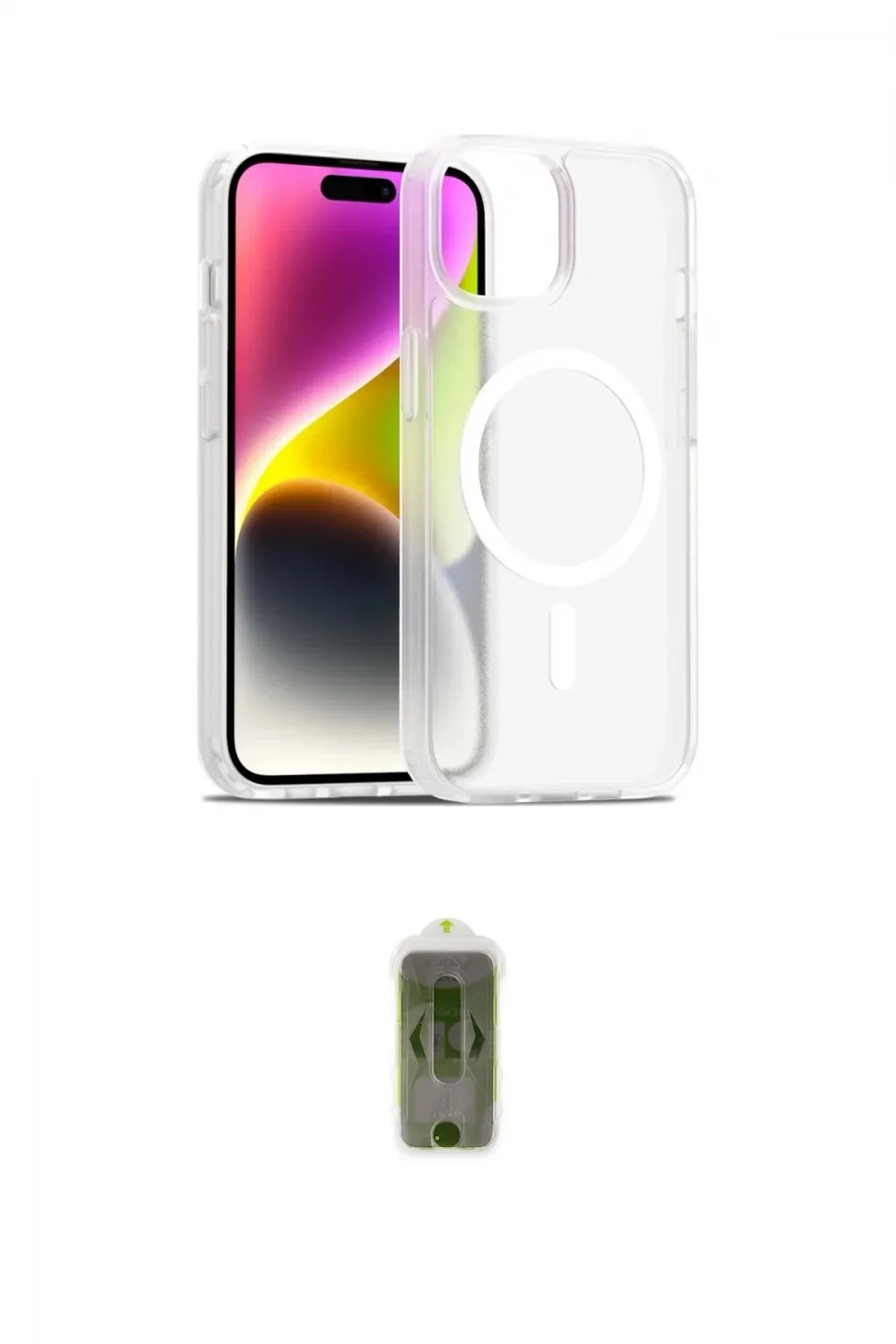 ieg™ iPhone 14 Kılıf Siluet Minimal Prime - Siyah Joko Magic 5D Hayalet Cam