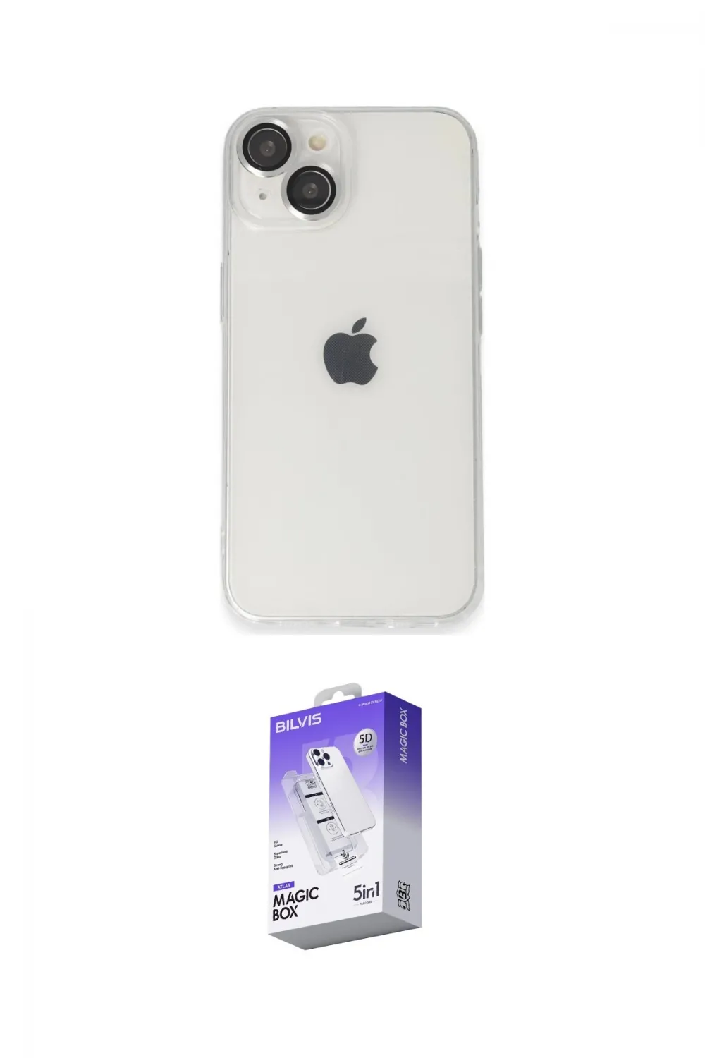 ieg™ iPhone 14 Kılıf Ufuk Minimal Özel Seri - Siyah Bilvis 5in1 3D Magic Cam Ekran Koruyucu