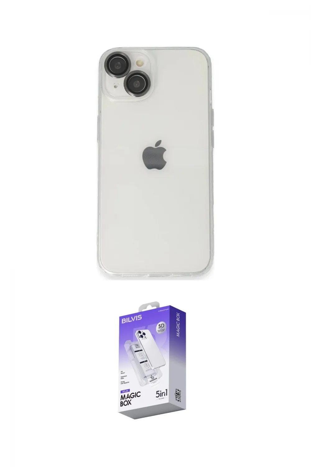 ieg™ iPhone 14 Kılıf Ufuk Minimal Özel Seri - Siyah Bilvis 5in1 3D Magic Cam Ekran Koruyucu
