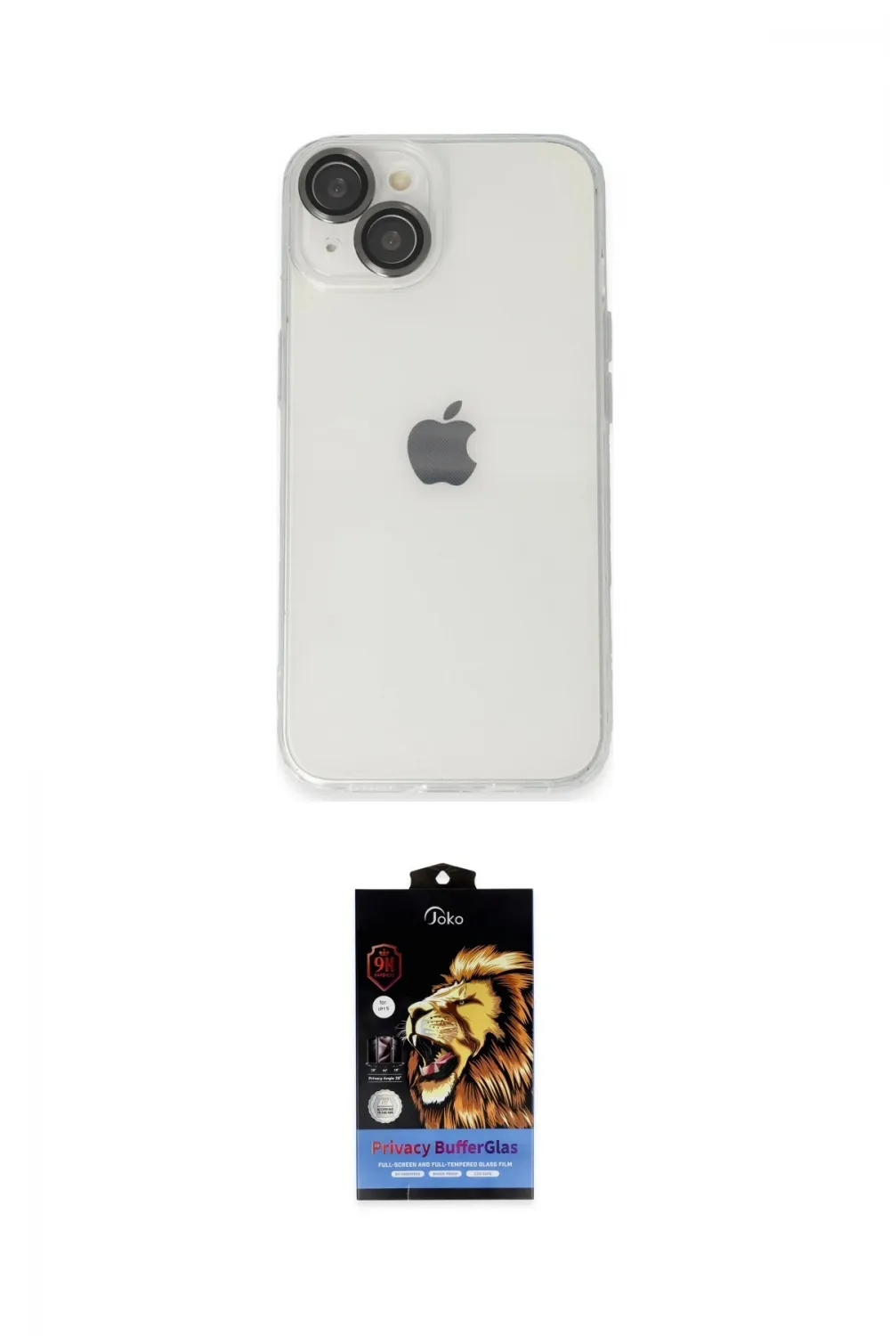 ieg™ iPhone 14 Kılıf Ufuk Minimal Özel Seri - Siyah Buffer Hayalet Cam Ekran Koruyucu