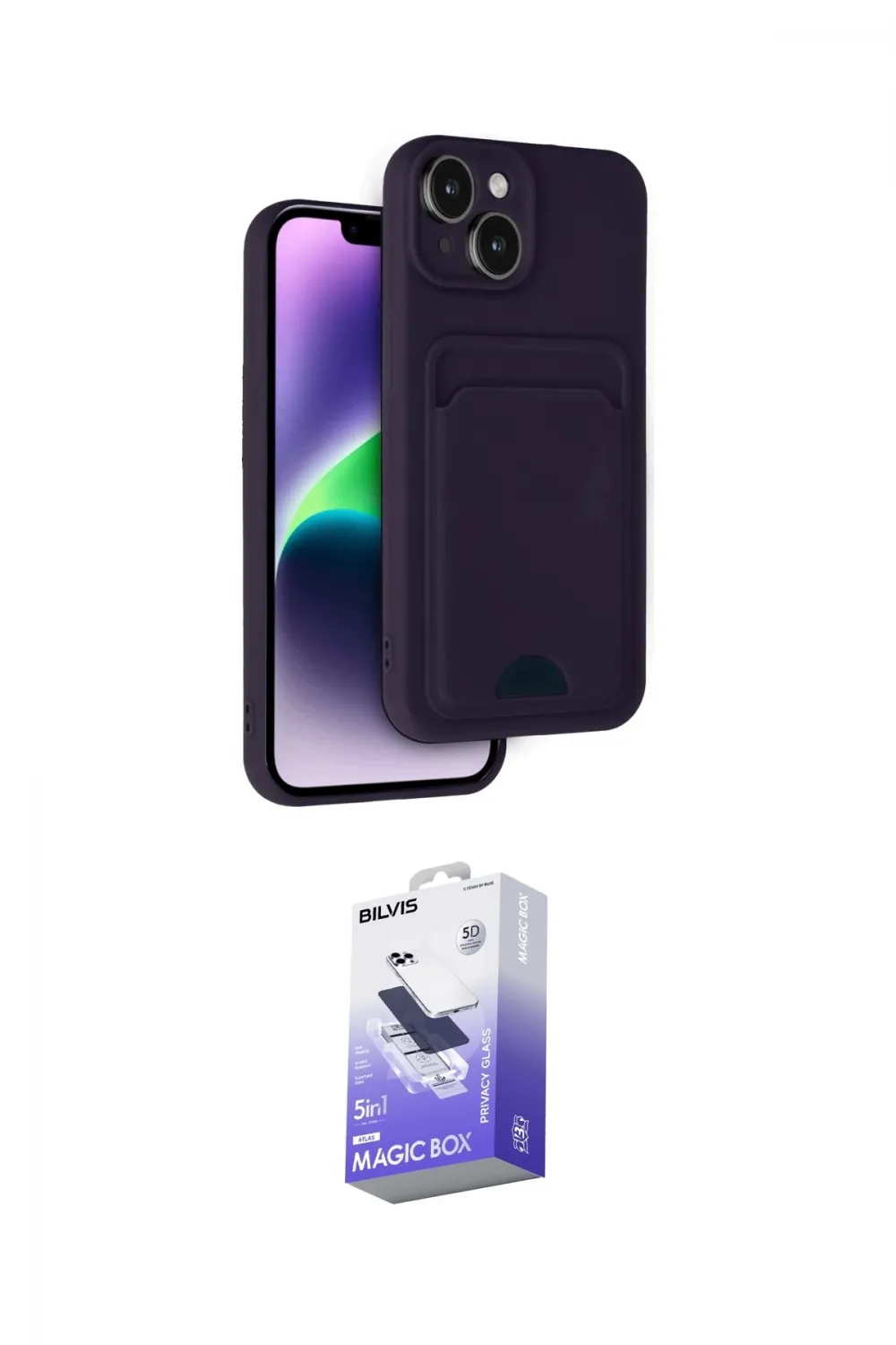 ieg™ iPhone 14 Kılıf Vadi Çizgi Prime - Siyah Bilvis 5in1 5D Magic Hayalet Cam Ekran Koruyucu