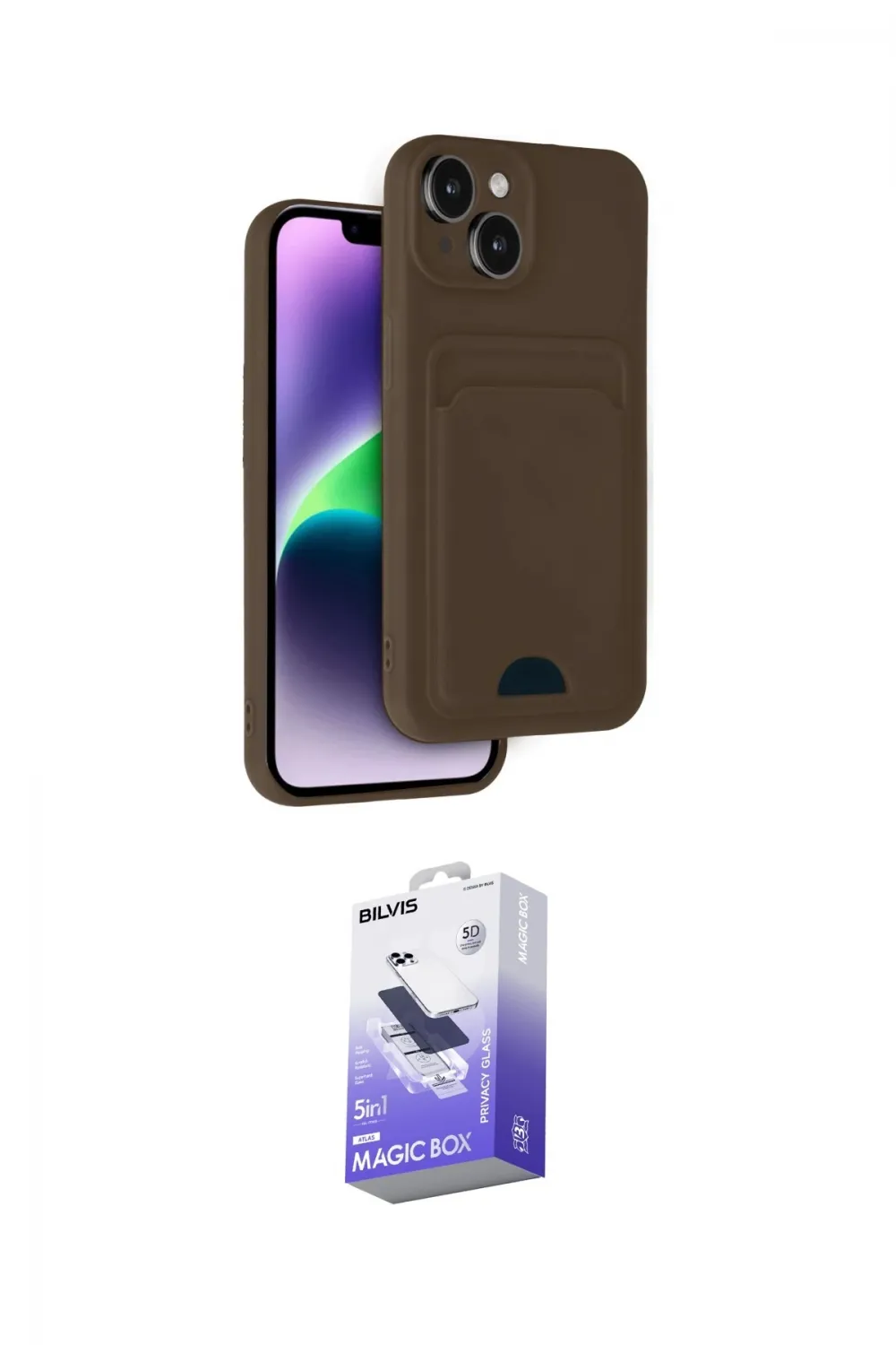 ieg™ iPhone 14 Kılıf Vadi Çizgi Prime - Siyah Bilvis 5in1 5D Magic Hayalet Cam Ekran Koruyucu