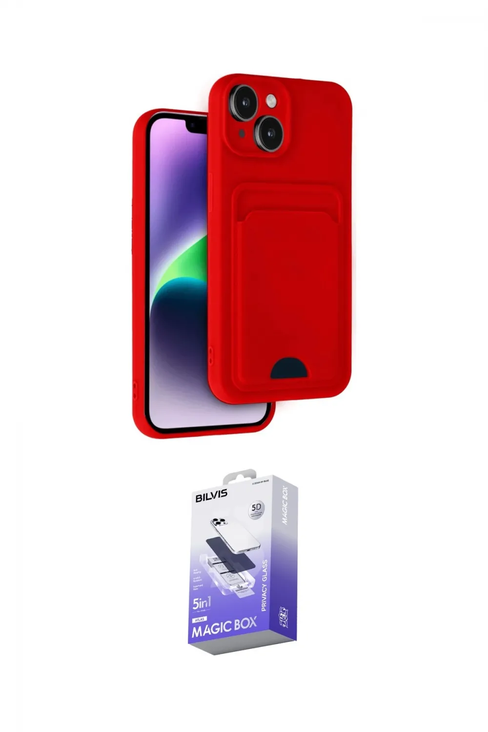 ieg™ iPhone 14 Kılıf Vadi Çizgi Prime - Siyah Bilvis 5in1 5D Magic Hayalet Cam Ekran Koruyucu