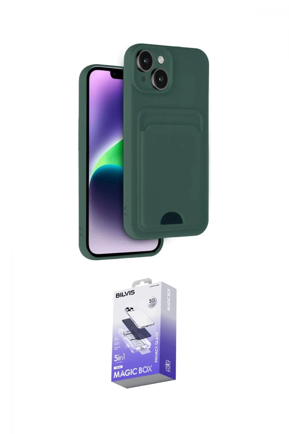 ieg™ iPhone 14 Kılıf Vadi Çizgi Prime - Siyah Bilvis 5in1 5D Magic Hayalet Cam Ekran Koruyucu