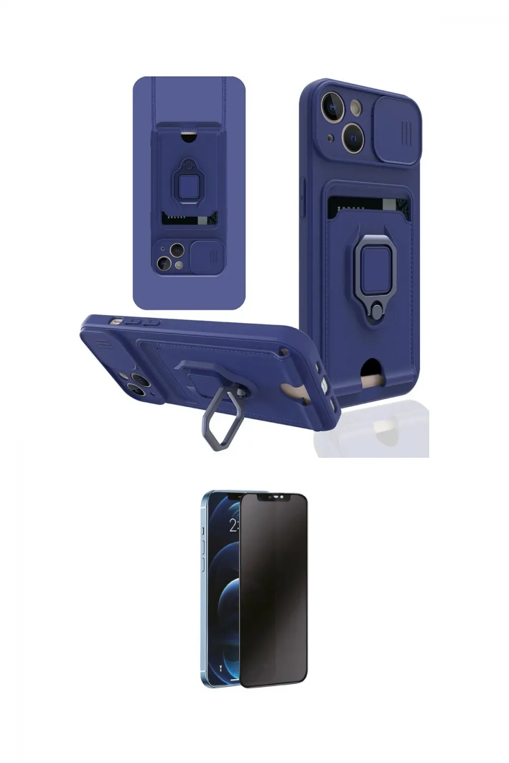 ieg™ iPhone 14 Kılıf Vadi Form Prime - Siyah 3D Antistatik Hayalet Cam Ekran Koruyucu
