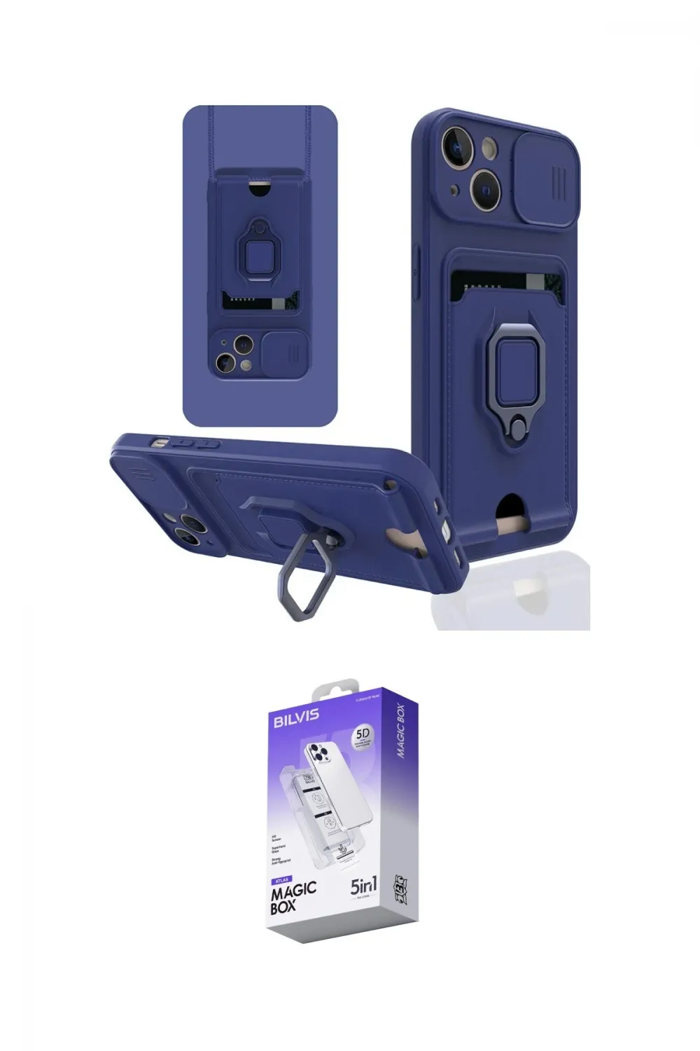 ieg™ iPhone 14 Kılıf Vadi Form Prime - Siyah Bilvis 5in1 3D Magic Cam Ekran Koruyucu