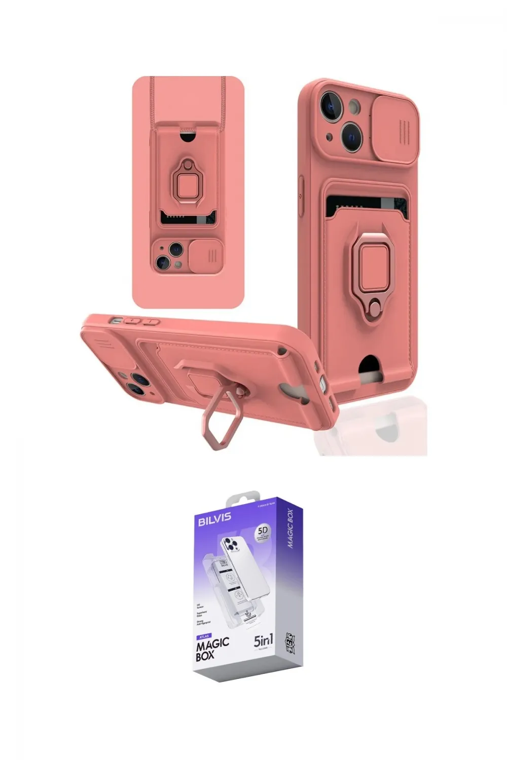 ieg™ iPhone 14 Kılıf Vadi Form Prime - Siyah Bilvis 5in1 3D Magic Cam Ekran Koruyucu