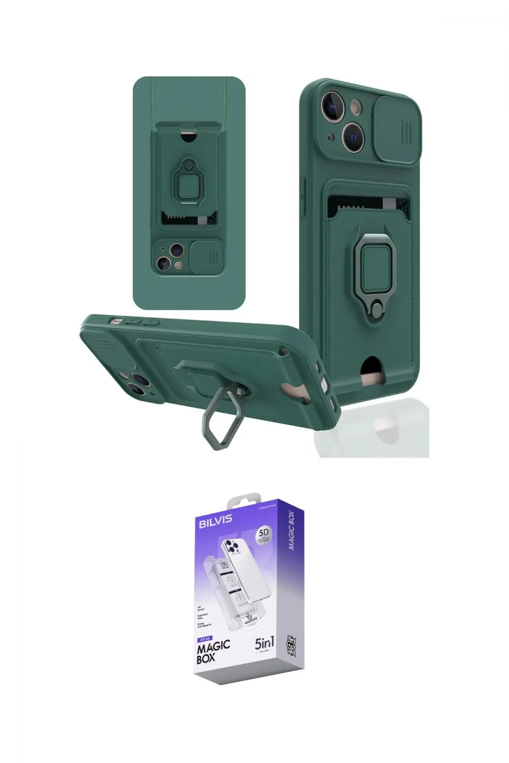 ieg™ iPhone 14 Kılıf Vadi Form Prime - Siyah Bilvis 5in1 3D Magic Cam Ekran Koruyucu