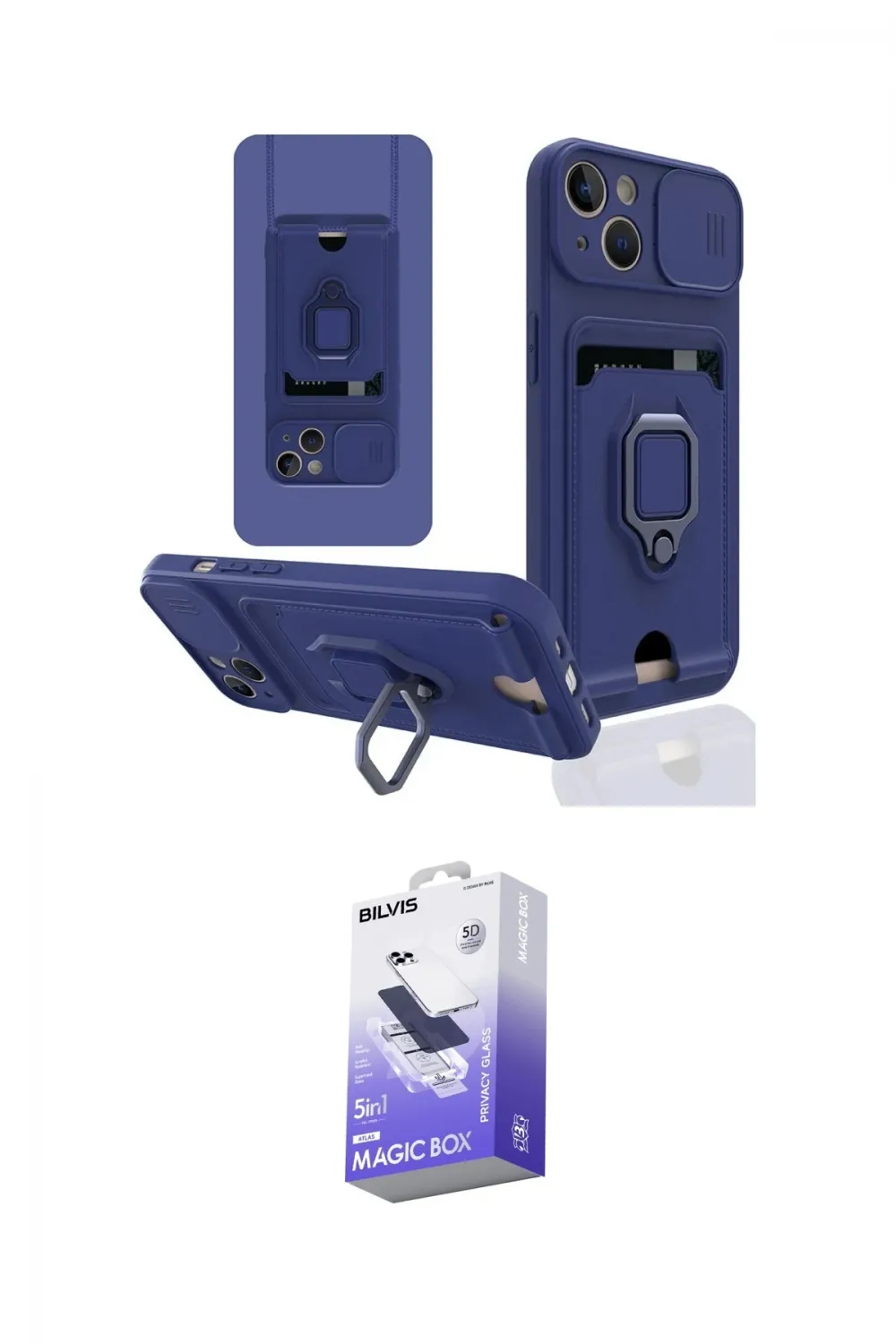 ieg™ iPhone 14 Kılıf Vadi Form Prime - Siyah Bilvis 5in1 5D Magic Hayalet Cam Ekran Koruyucu