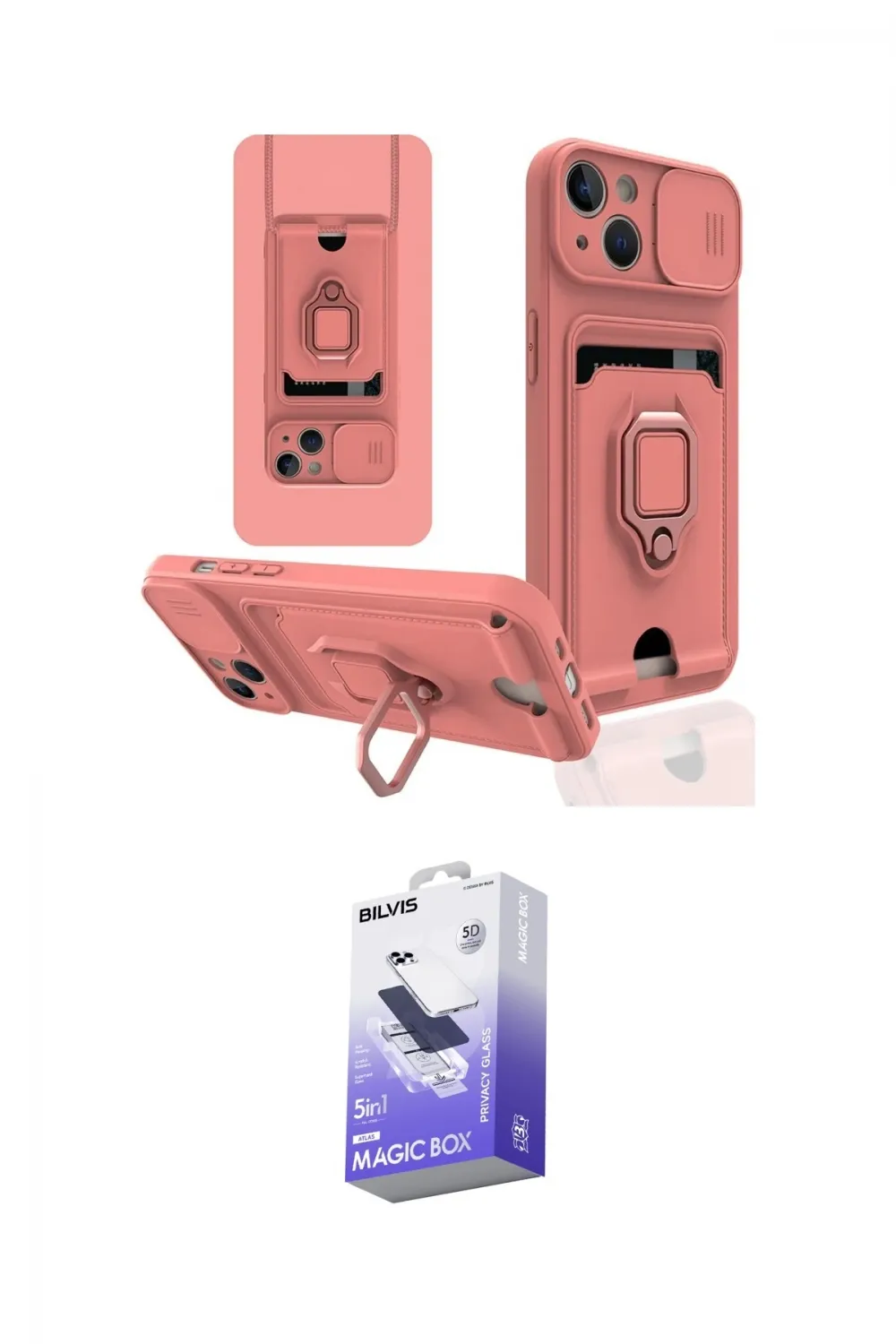 ieg™ iPhone 14 Kılıf Vadi Form Prime - Siyah Bilvis 5in1 5D Magic Hayalet Cam Ekran Koruyucu