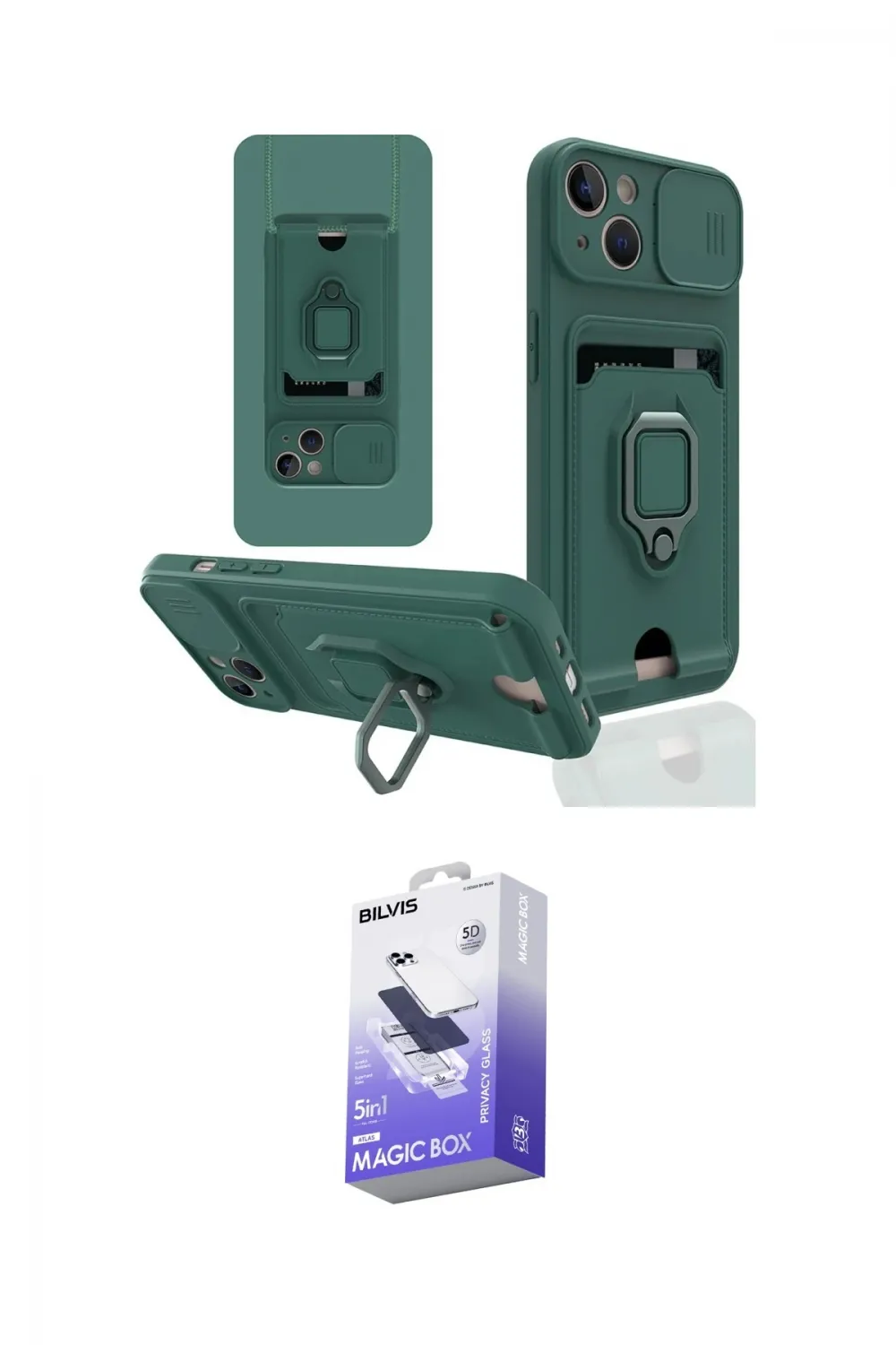 ieg™ iPhone 14 Kılıf Vadi Form Prime - Siyah Bilvis 5in1 5D Magic Hayalet Cam Ekran Koruyucu