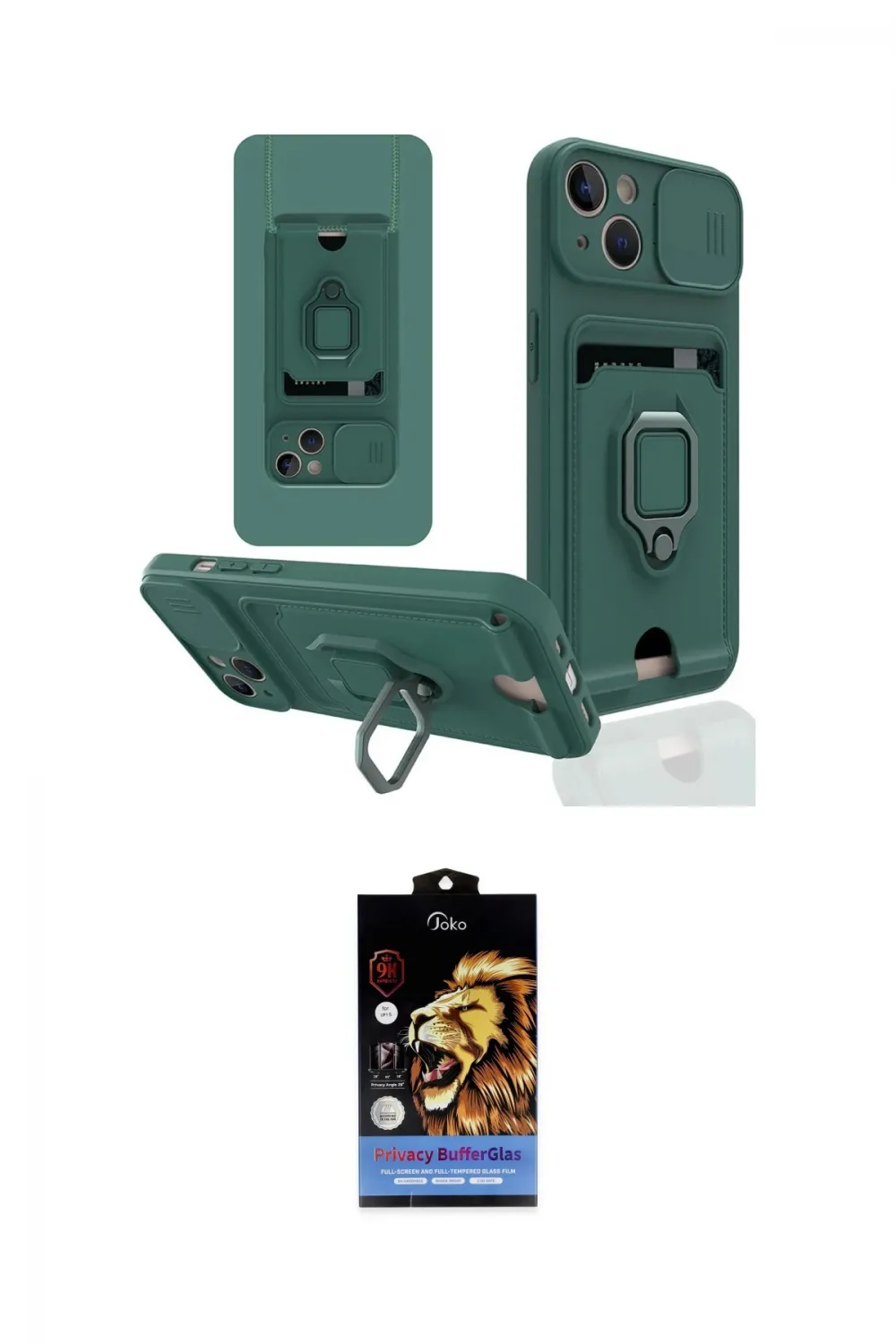 ieg™ iPhone 14 Kılıf Vadi Form Prime - Siyah Buffer Hayalet Cam Ekran Koruyucu