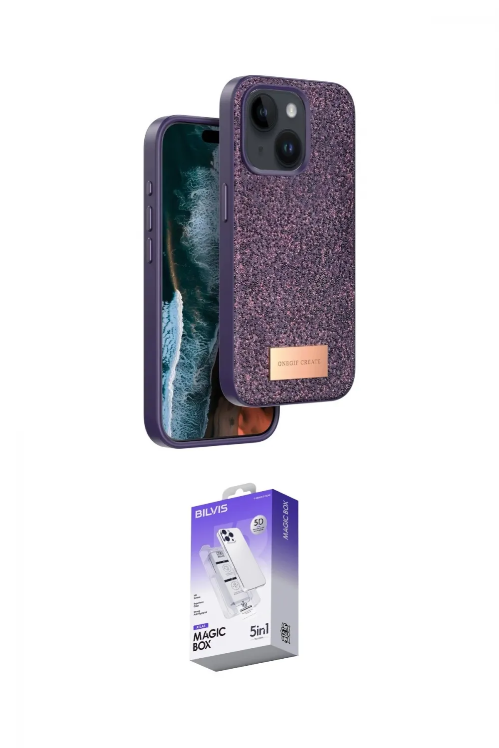 ieg™ iPhone 14 Kılıf Vadi Klasik Serisi - Siyah Bilvis 5in1 3D Magic Cam Ekran Koruyucu