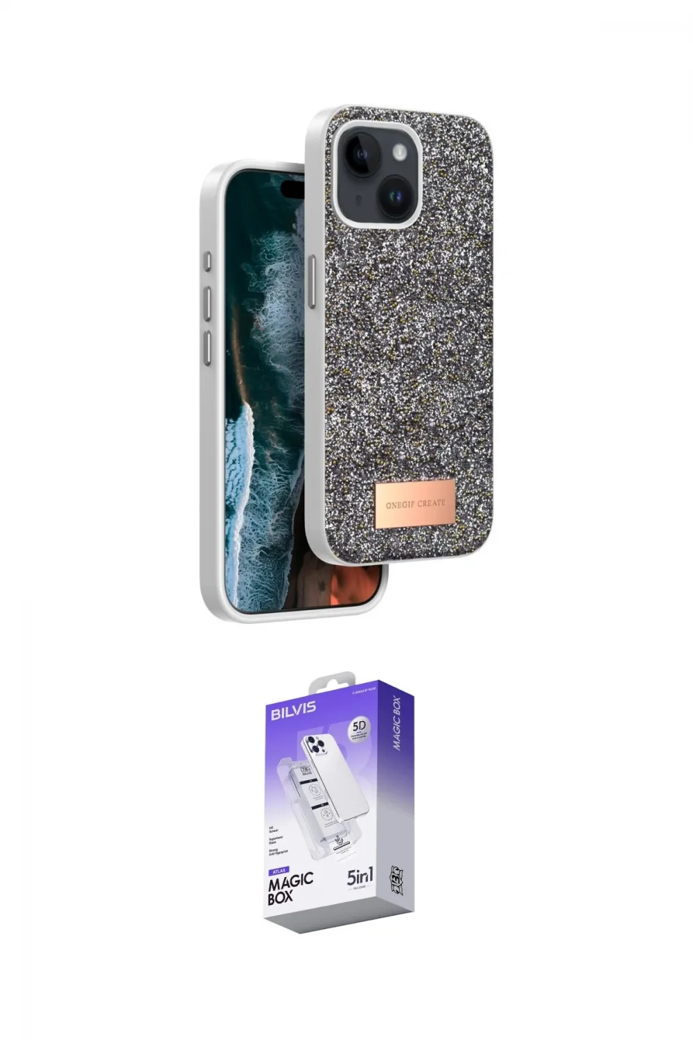 ieg™ iPhone 14 Kılıf Vadi Klasik Serisi - Siyah Bilvis 5in1 3D Magic Cam Ekran Koruyucu