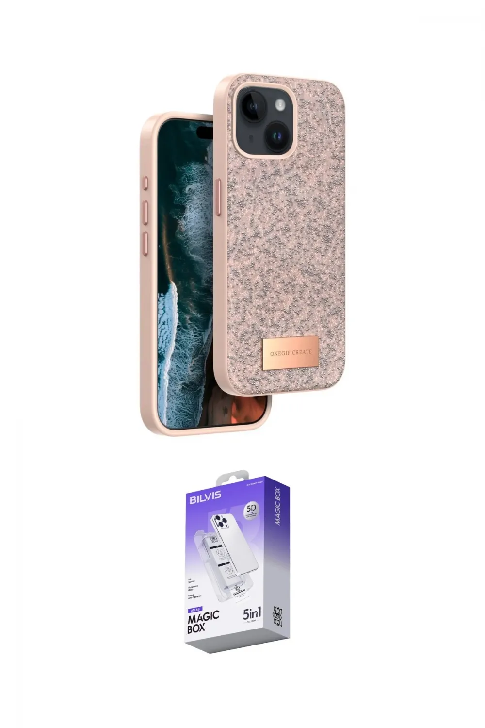 ieg™ iPhone 14 Kılıf Vadi Klasik Serisi - Siyah Bilvis 5in1 3D Magic Cam Ekran Koruyucu