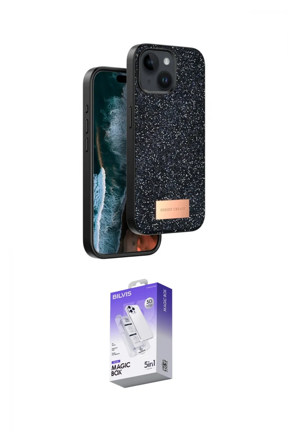 ieg™ iPhone 14 Kılıf Vadi Klasik Serisi - Siyah Bilvis 5in1 3D Magic Cam Ekran Koruyucu
