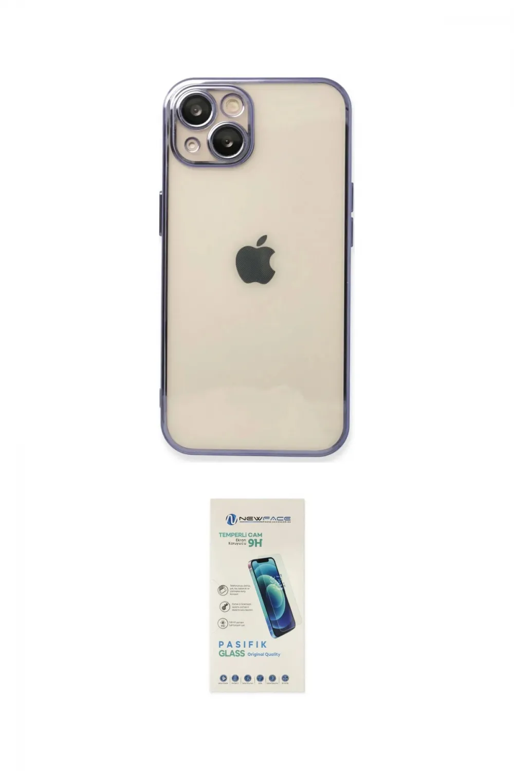ieg™ iPhone 14 Kılıf Vadi Minimal - Şeffaf Pasifik Cam Ekran Koruyucu