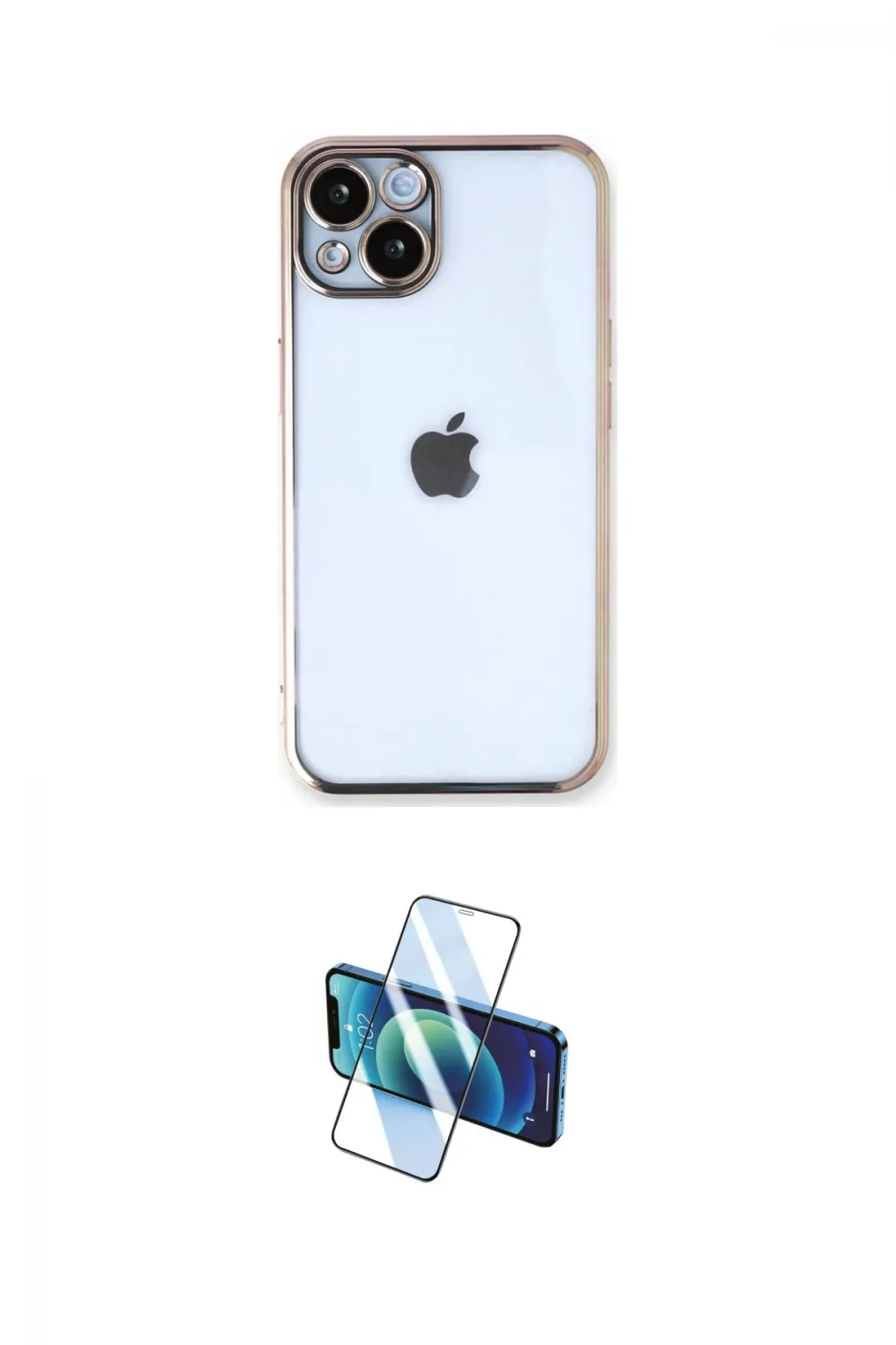 ieg™ iPhone 14 Kılıf Vadi Minimal - Siyah 3D Antistatik Cam Ekran Koruyucu
