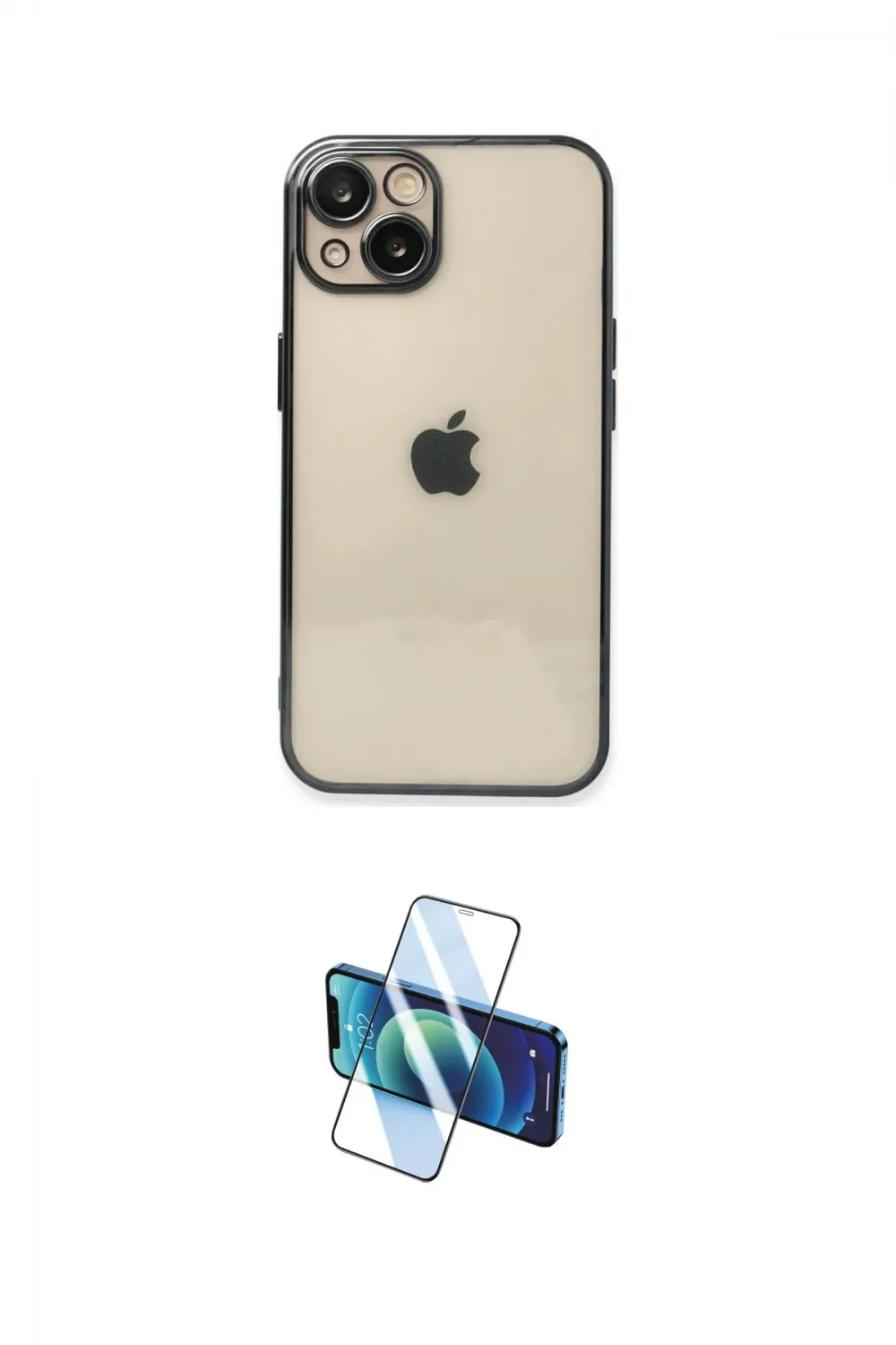 ieg™ iPhone 14 Kılıf Vadi Minimal - Siyah 3D Antistatik Cam Ekran Koruyucu