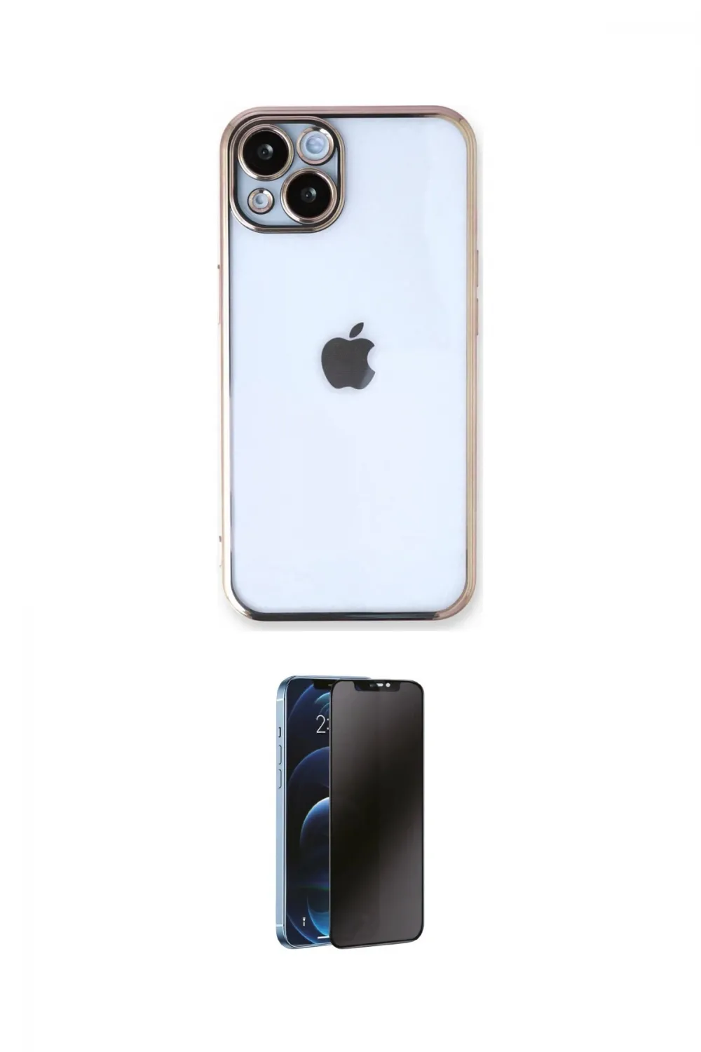 ieg™ iPhone 14 Kılıf Vadi Minimal - Siyah 3D Antistatik Hayalet Cam Ekran Koruyucu