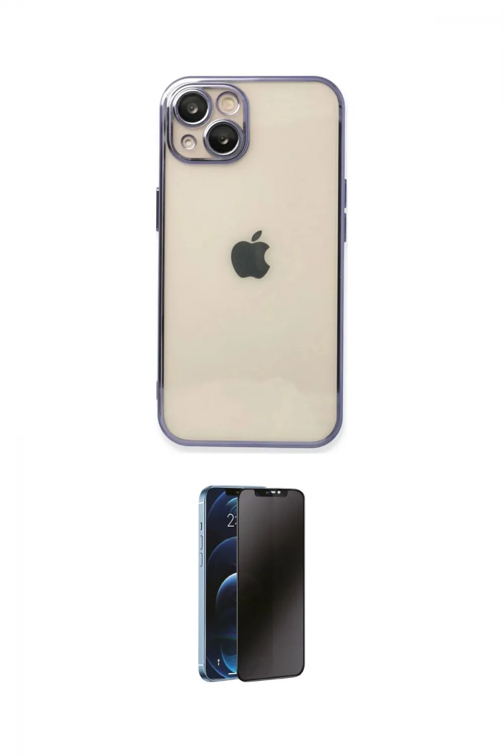 ieg™ iPhone 14 Kılıf Vadi Minimal - Siyah 3D Antistatik Hayalet Cam Ekran Koruyucu