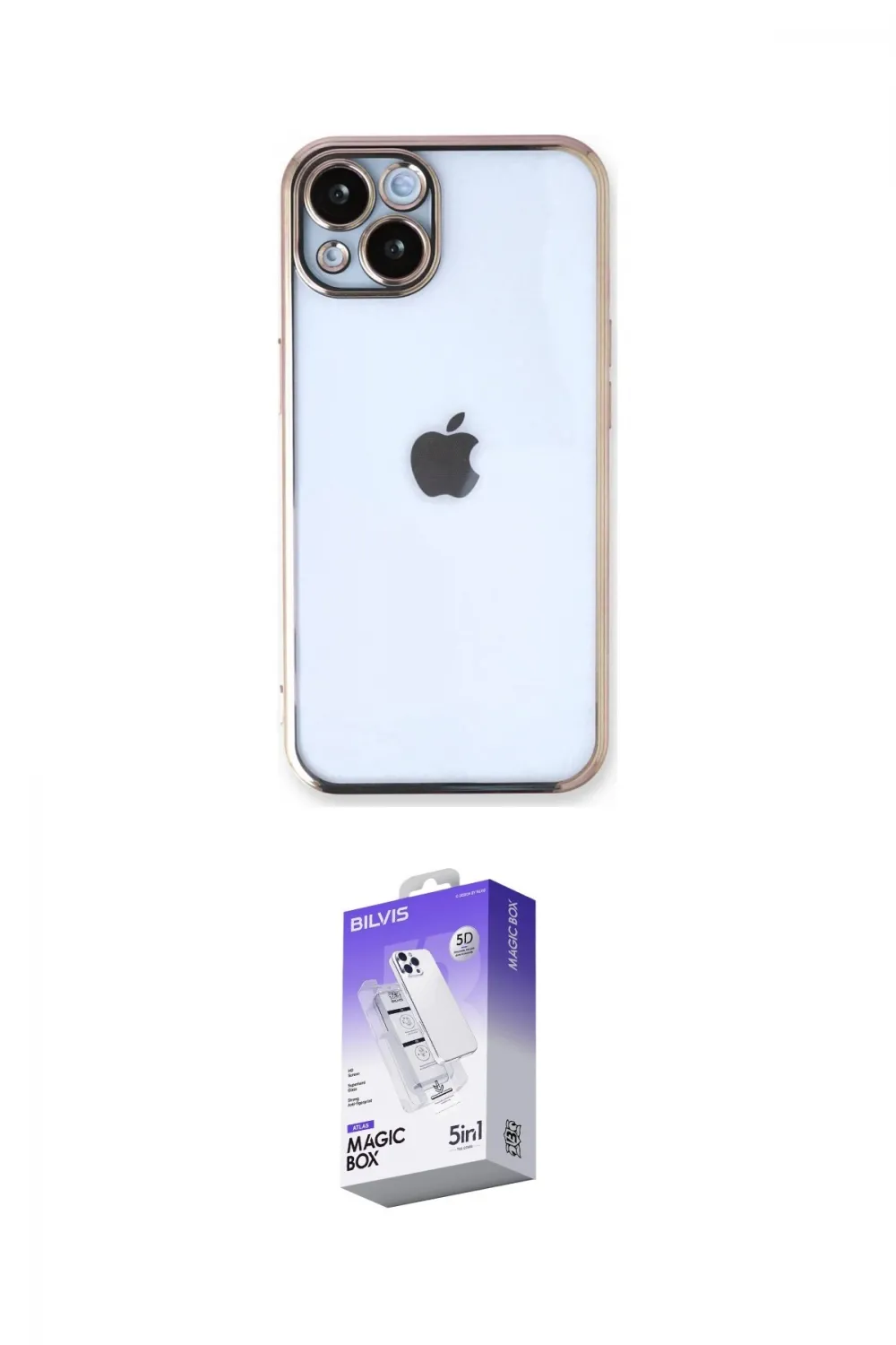ieg™ iPhone 14 Kılıf Vadi Minimal - Siyah Bilvis 5in1 3D Magic Cam Ekran Koruyucu
