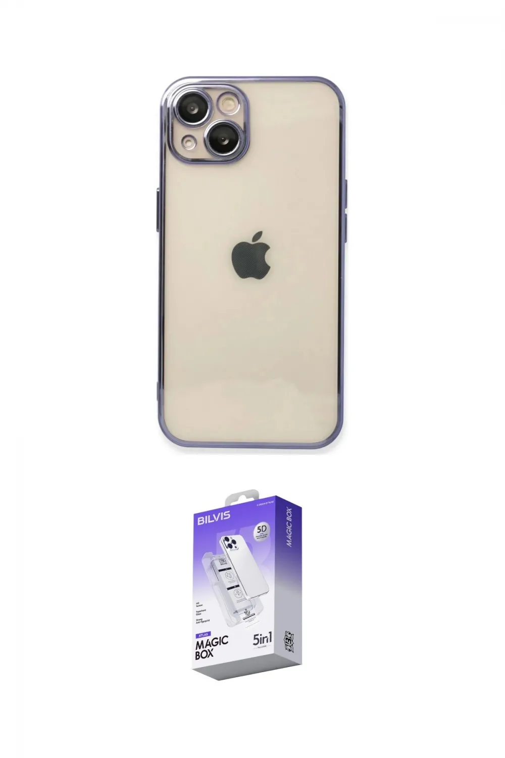 ieg™ iPhone 14 Kılıf Vadi Minimal - Siyah Bilvis 5in1 3D Magic Cam Ekran Koruyucu