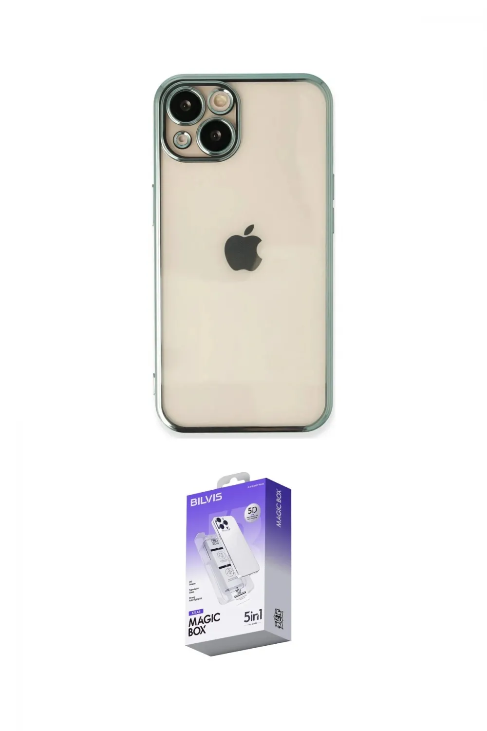 ieg™ iPhone 14 Kılıf Vadi Minimal - Siyah Bilvis 5in1 3D Magic Cam Ekran Koruyucu