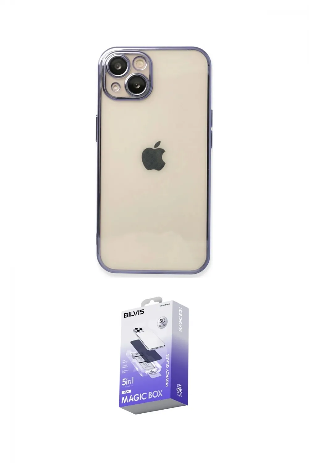 ieg™ iPhone 14 Kılıf Vadi Minimal - Siyah Bilvis 5in1 5D Magic Hayalet Cam Ekran Koruyucu