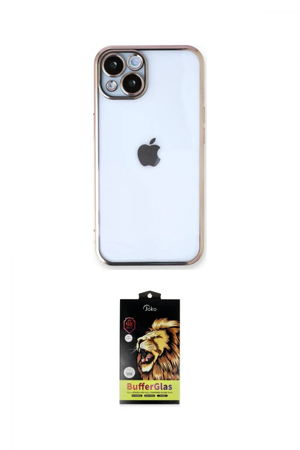 ieg™ iPhone 14 Kılıf Vadi Minimal - Siyah Buffer Cam Ekran Koruyucu