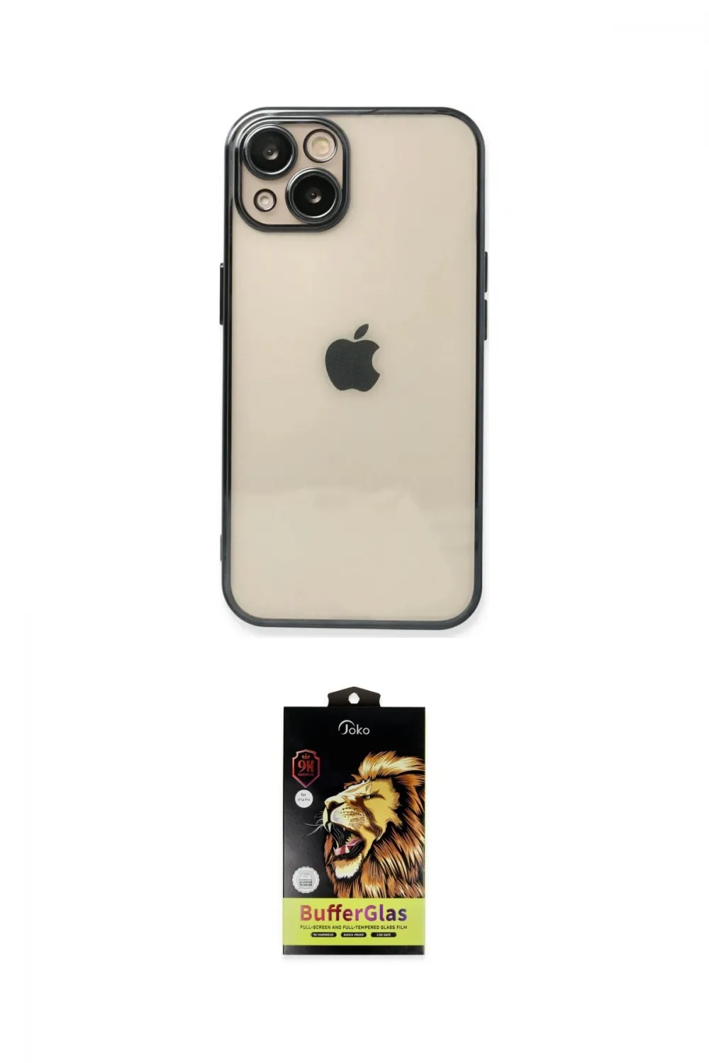 ieg™ iPhone 14 Kılıf Vadi Minimal - Siyah Buffer Cam Ekran Koruyucu