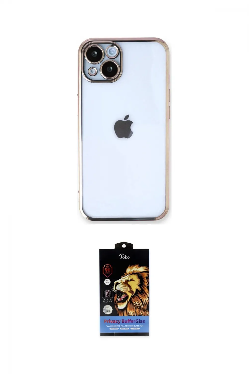 ieg™ iPhone 14 Kılıf Vadi Minimal - Siyah Buffer Hayalet Cam Ekran Koruyucu