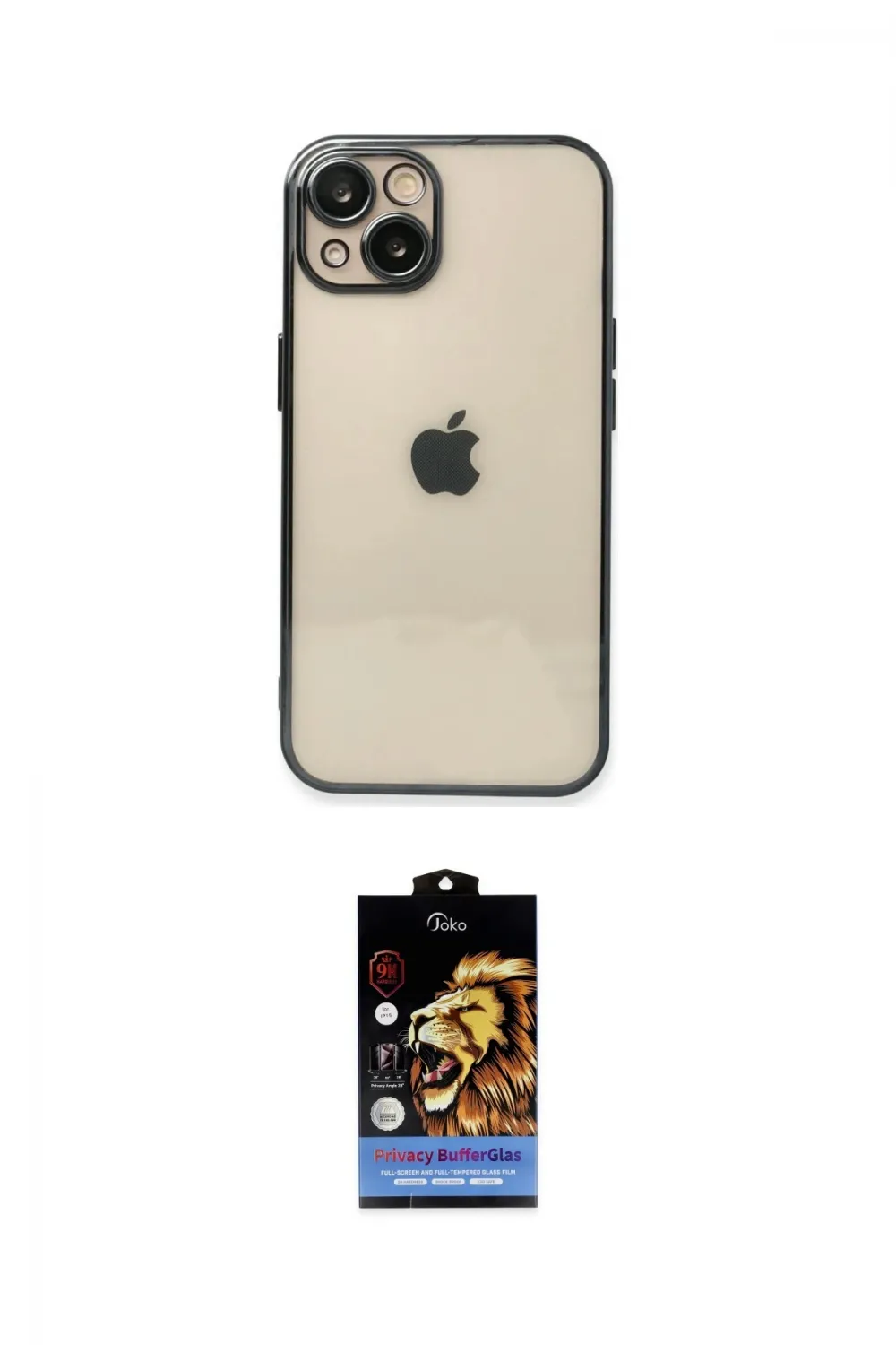 ieg™ iPhone 14 Kılıf Vadi Minimal - Siyah Buffer Hayalet Cam Ekran Koruyucu