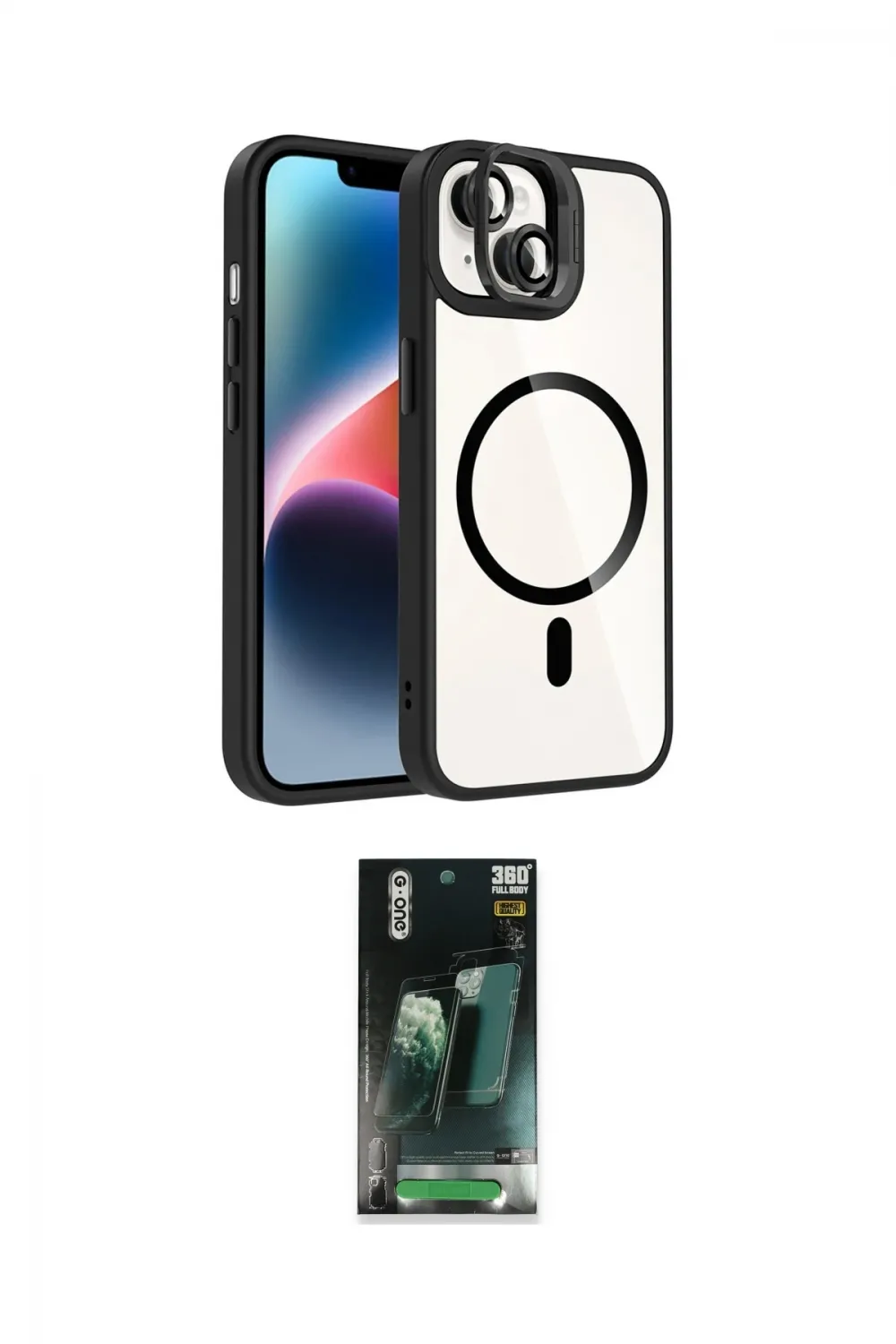 ieg™ iPhone 14 Kılıf Yadigar Asil Koleksiyonu - Şeffaf 360 Full Body Arka Koruyucu