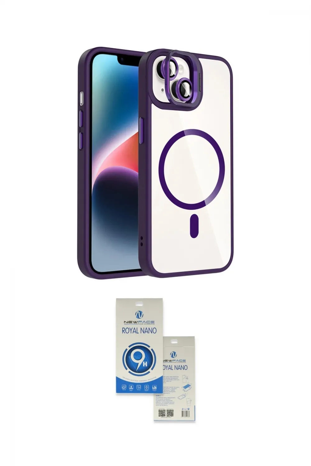 ieg™ iPhone 14 Kılıf Yadigar Asil Koleksiyonu - Şeffaf Royal Nano Ekran Koruyucu