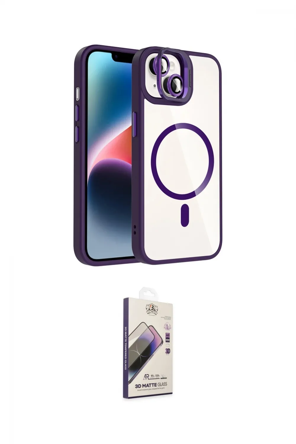 ieg™ iPhone 14 Kılıf Yadigar Asil Koleksiyonu - Siyah Bilvis 3D Mat Cam Ekran Koruyucu