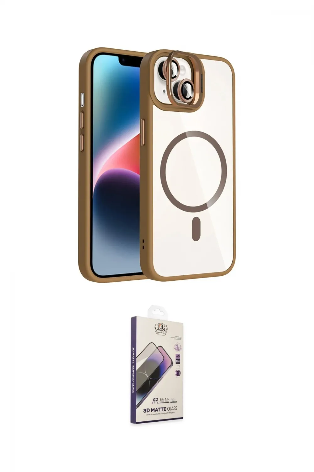 ieg™ iPhone 14 Kılıf Yadigar Asil Koleksiyonu - Siyah Bilvis 3D Mat Cam Ekran Koruyucu