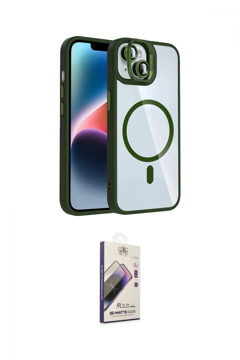 ieg™ iPhone 14 Kılıf Yadigar Asil Koleksiyonu - Siyah Bilvis 3D Mat Cam Ekran Koruyucu