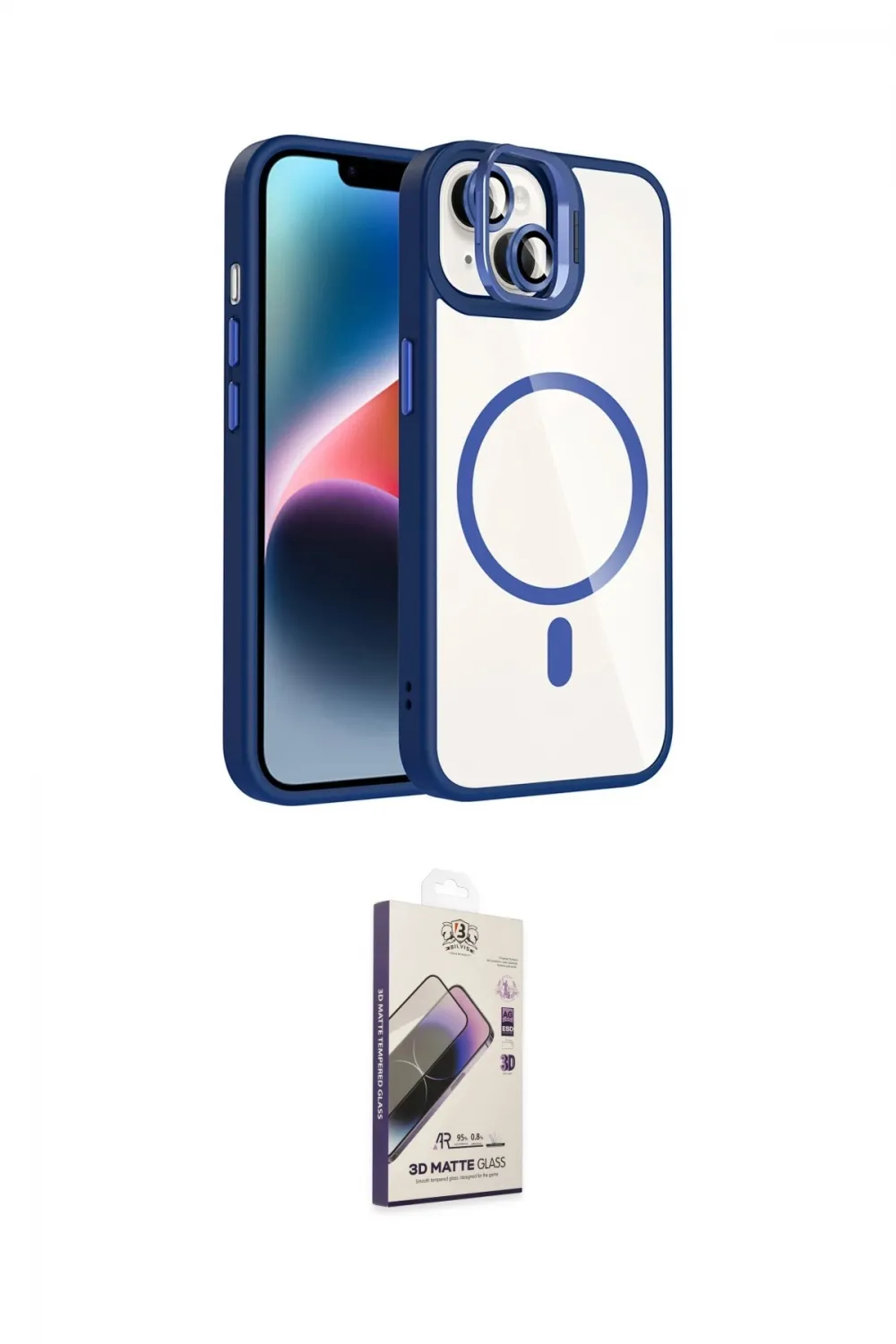 ieg™ iPhone 14 Kılıf Yadigar Asil Koleksiyonu - Siyah Bilvis 3D Mat Cam Ekran Koruyucu