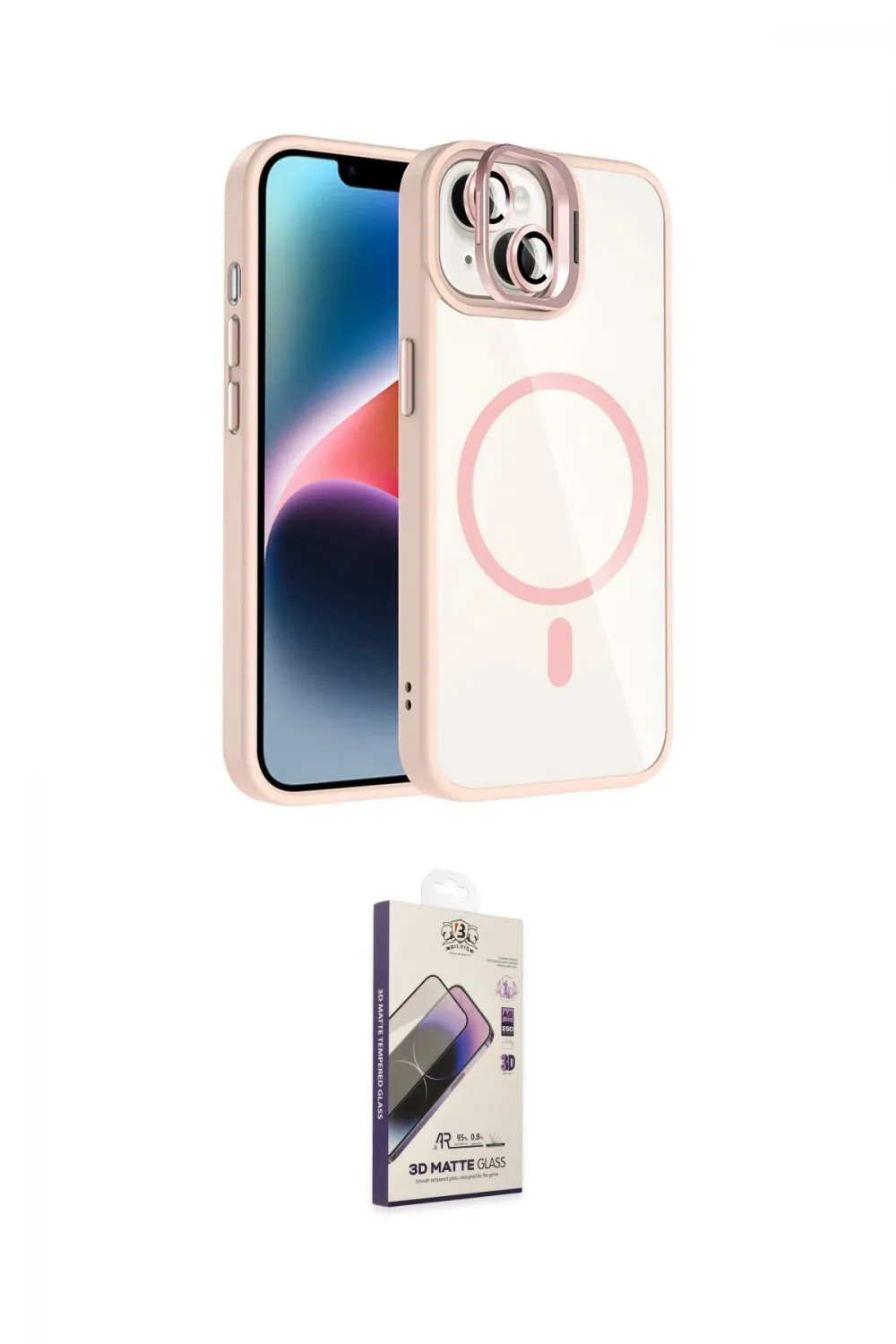ieg™ iPhone 14 Kılıf Yadigar Asil Koleksiyonu - Siyah Bilvis 3D Mat Cam Ekran Koruyucu
