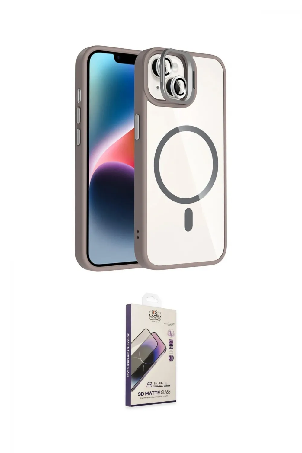 ieg™ iPhone 14 Kılıf Yadigar Asil Koleksiyonu - Siyah Bilvis 3D Mat Cam Ekran Koruyucu