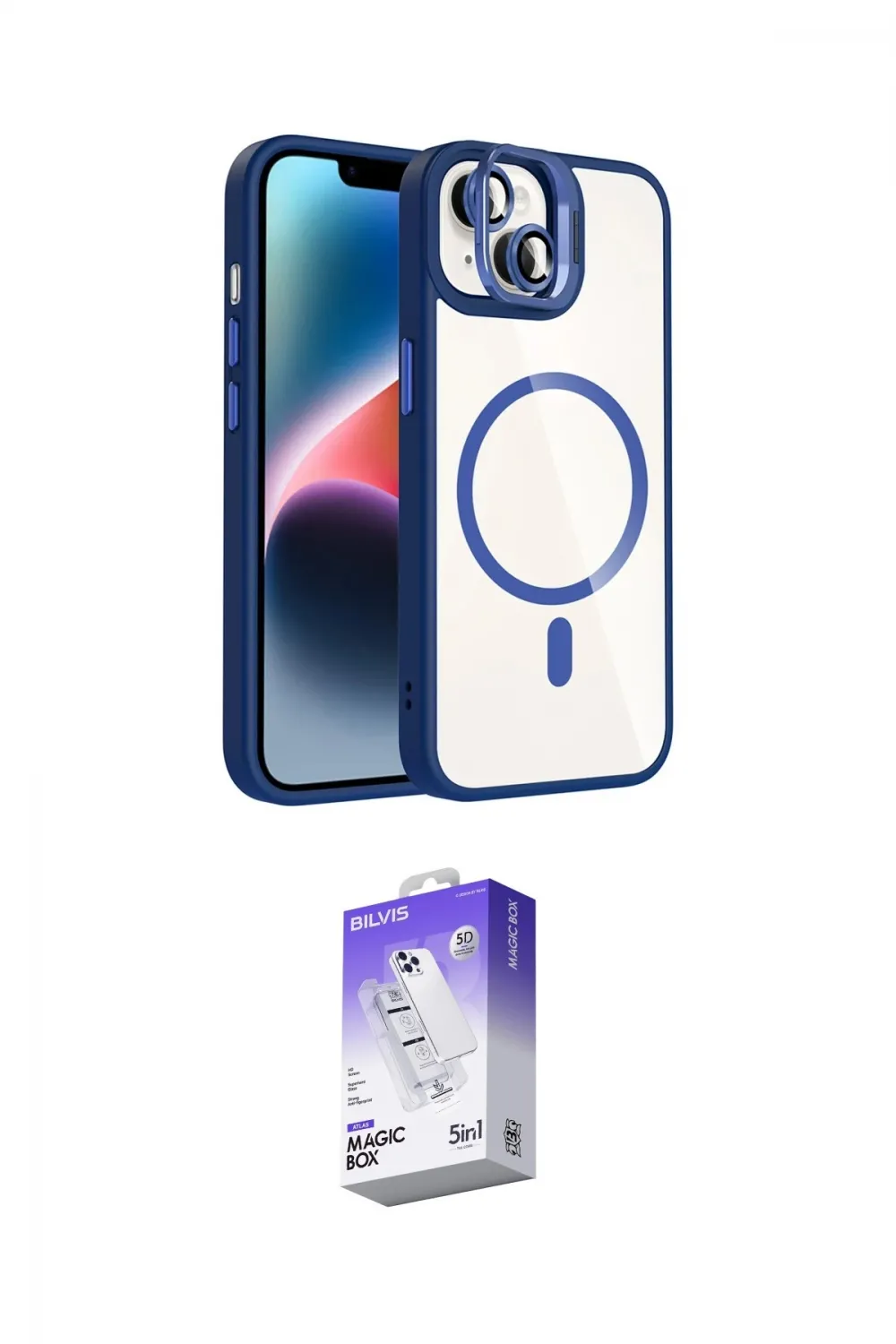 ieg™ iPhone 14 Kılıf Yadigar Asil Koleksiyonu - Siyah Bilvis 5in1 3D Magic Cam Ekran Koruyucu