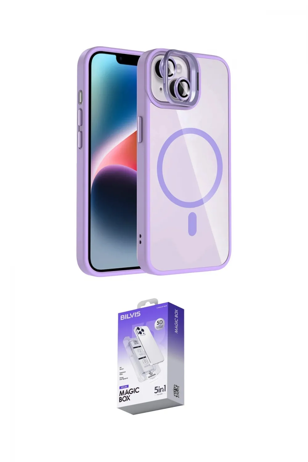 ieg™ iPhone 14 Kılıf Yadigar Asil Koleksiyonu - Siyah Bilvis 5in1 3D Magic Cam Ekran Koruyucu