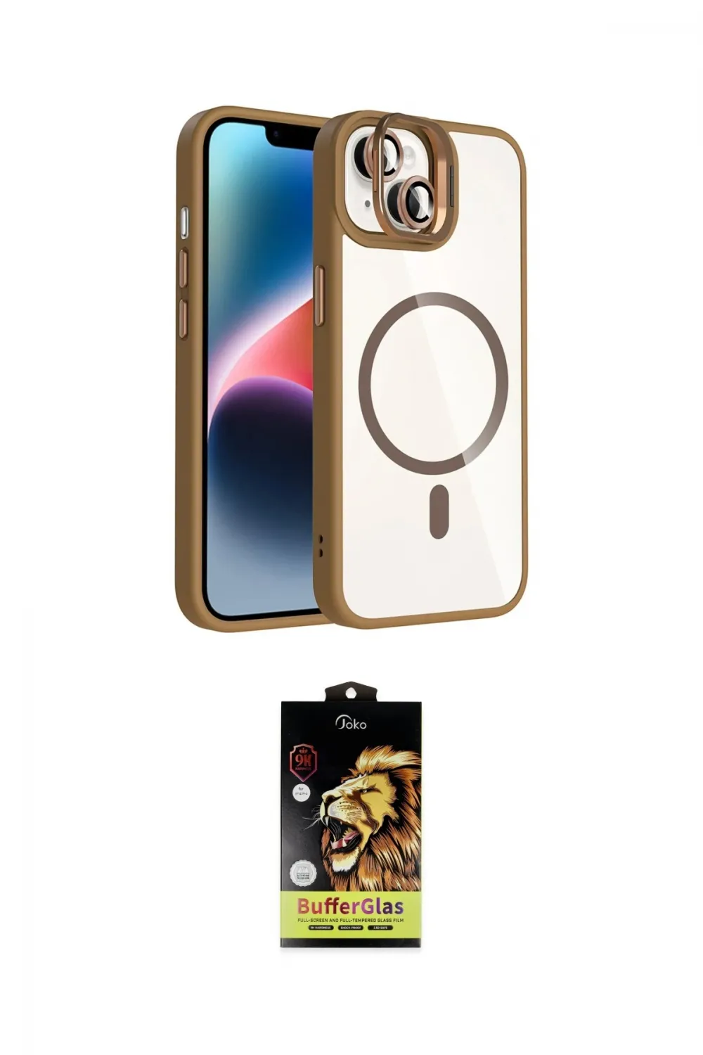 ieg™ iPhone 14 Kılıf Yadigar Asil Koleksiyonu - Siyah Buffer Cam Ekran Koruyucu