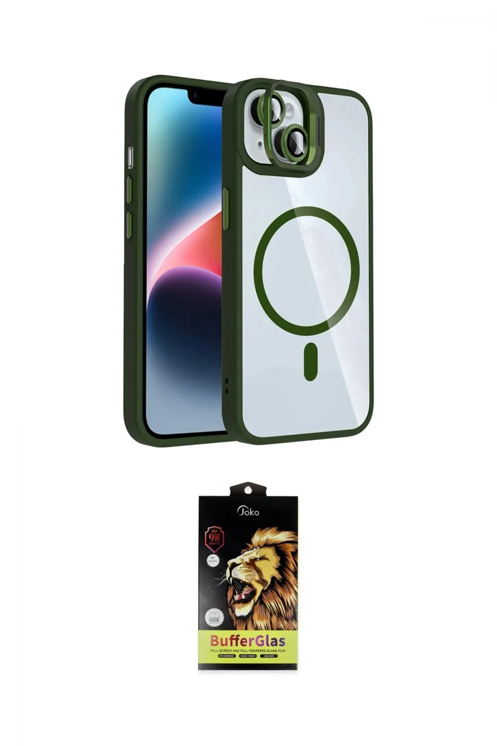 ieg™ iPhone 14 Kılıf Yadigar Asil Koleksiyonu - Siyah Buffer Cam Ekran Koruyucu