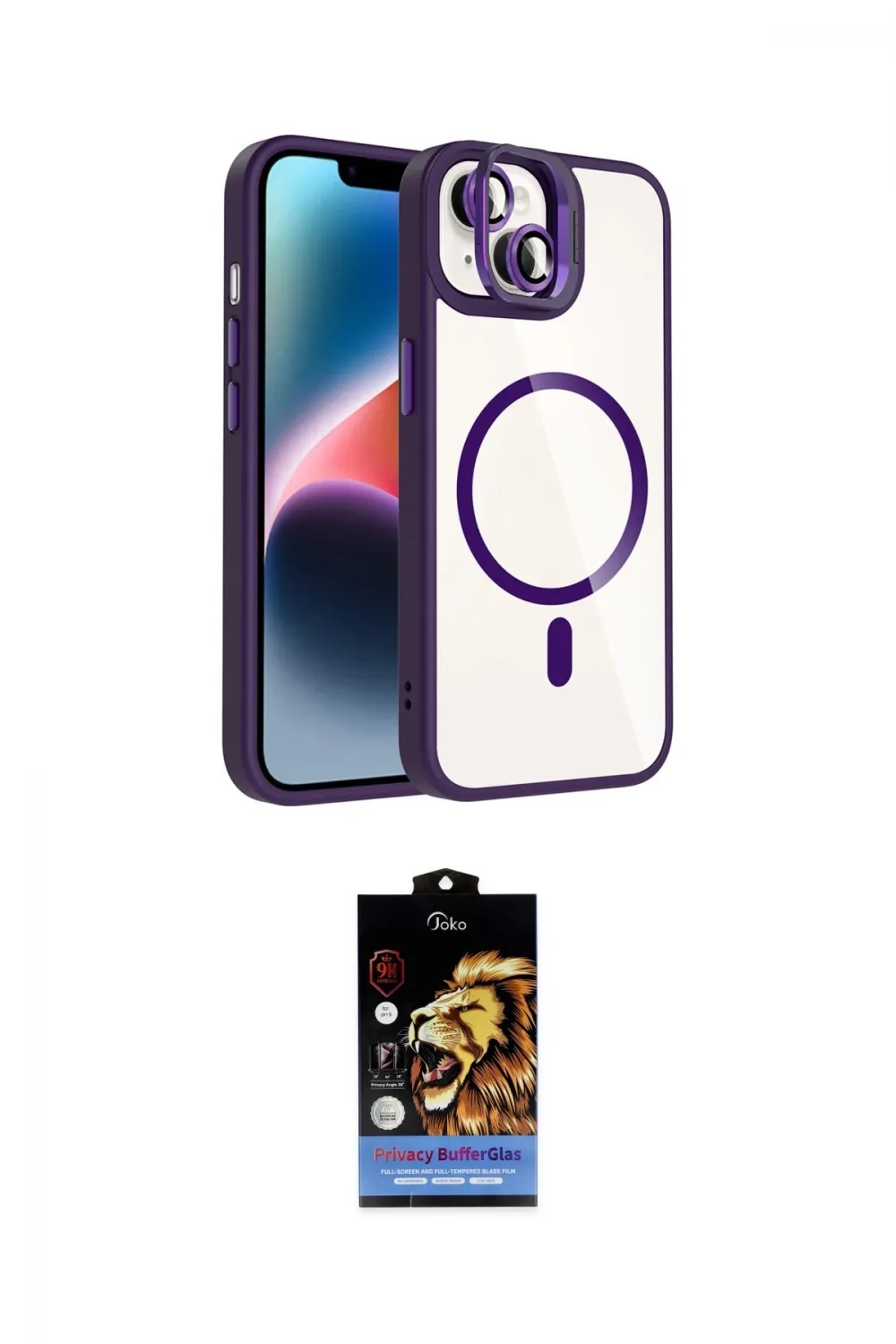 ieg™ iPhone 14 Kılıf Yadigar Asil Koleksiyonu - Siyah Buffer Hayalet Cam Ekran Koruyucu