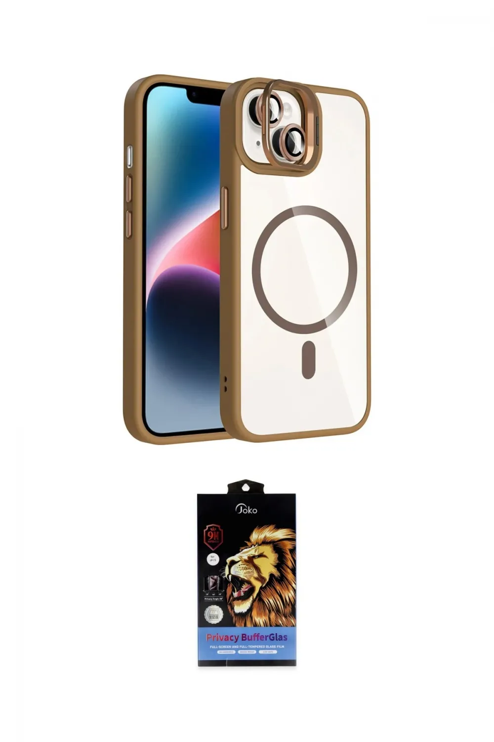 ieg™ iPhone 14 Kılıf Yadigar Asil Koleksiyonu - Siyah Buffer Hayalet Cam Ekran Koruyucu